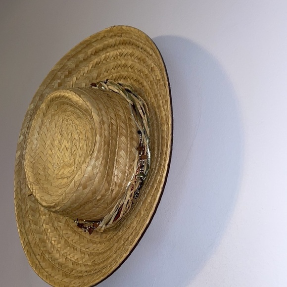 Capelli Straworld, Inc. Straw Wide Brim Sun Hat Beaded and stone details OS - Picture 3 of 13